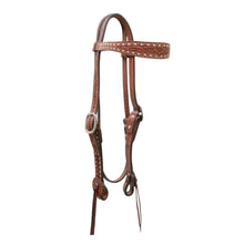 Load image into Gallery viewer, 2800-AB Headstall Old Timer featuring AA tooling, toast leather, and rawhide Buckstitch for durability and timeless Western style.