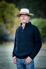 Load image into Gallery viewer, Stay warm with our Black Merino Wool Sweater, crafted from heavyweight 100% Australian wool with a stylish 1/4 zipper.