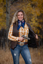 Load image into Gallery viewer, Oakley Concealed Carry Leather Vest with two holsters, magazine holders, and reinforced stitching for durability and secure firearm storage.