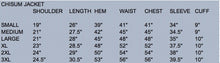 Load image into Gallery viewer, Here's a basic sizing chart for the Chisum Concealed Carry Canvas Jacket.