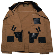 Load image into Gallery viewer, Stylish Chisum Canvas Jacket with concealed carry features, including hidden holsters and adjustable cuffs.