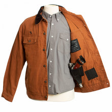 Load image into Gallery viewer, Chisum Canvas Jacket designed for concealed carry with hidden holsters, adjustable cuffs, and magazine storage.