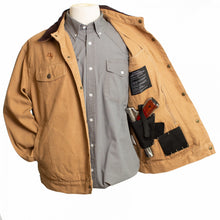 Load image into Gallery viewer, Chisum Canvas Jacket with concealed carry holsters, adjustable cuffs, and pockets for carrying magazines.