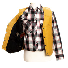 Load image into Gallery viewer, Durable Drover Leather Vest crafted from premium cowhide leather with reinforced stitching and a Western Yoke style.