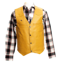 Load image into Gallery viewer, Concealed carry Drover Leather Vest in premium cowhide, with reinforced stitching and a traditional Western Yoke.