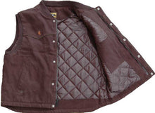 Load image into Gallery viewer, Stay warm and stylish with the Mountain Canvas Vest, featuring durable cotton and a quilted polyester lining.