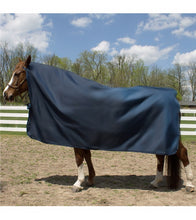 Load image into Gallery viewer, Rain Cover made from water-repellant 200 Denier Nylon with brow band, tie strings, and tail strap. Machine washable.