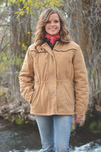 Load image into Gallery viewer, Women's Canvas Ranch Coat made from 12 oz cotton canvas with faux fur lining, quilted satin arms, and snap wrists for warmth.