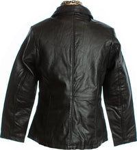 Load image into Gallery viewer, Stylish Women's Kaycee Goatskin Leather Jacket featuring premium goatskin, hand-warming pockets, and YKK zipper closure.