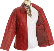 Load image into Gallery viewer, Women's Kaycee Goatskin Leather Jacket with hand-warming pockets, a polyester lining, and a YKK metal zipper for durable, stylish wear.
