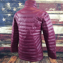 Load image into Gallery viewer, Women's Stormy Down Coat - Fabric Close-up highlighting the waterproof polyester/nylon shell and soft polyester lining for comfort and durability.