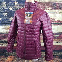 Load image into Gallery viewer, Women's Stormy Down Coat - Stitching Detail displaying the reinforced stitching and high-quality construction for long-lasting wear.