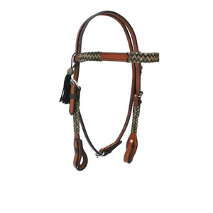 2015-CHE Chevron Black/Natural Rawhide Braided Headstall