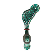 Load image into Gallery viewer, 382-QP Ladies/Youth Turquoise Spur Strap With Small Silver Spots