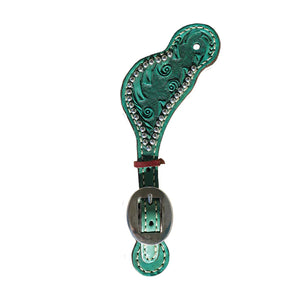 382-QP Ladies/Youth Turquoise Spur Strap With Small Silver Spots