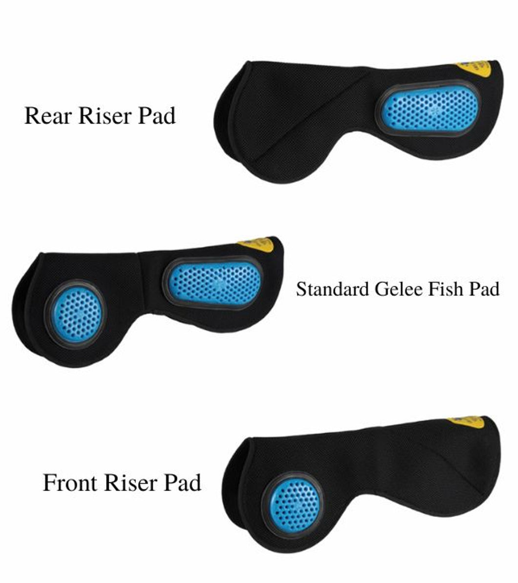 GEL-EZE™ Gelee Fish Riser Pad: Lightweight, breathable, reduces pressure points, prevents saddle slippage, and provides comfort for jumping. 