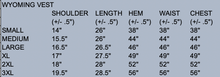 Load image into Gallery viewer, Here’s a basic example of how you could structure a size chart for the Wyoming Wool Vest.