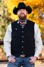 Load image into Gallery viewer, Classic Wyoming Wool Vest in red and black plaid, with satin lining, 22-ounce Australian wool, and front welt pockets.