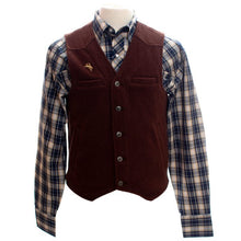 Load image into Gallery viewer, Wyoming Wool Vest in plaid, made from 22-ounce Australian wool with satin lining and practical front welt pockets.