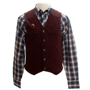 Wyoming Wool Vest in plaid, made from 22-ounce Australian wool with satin lining and practical front welt pockets.