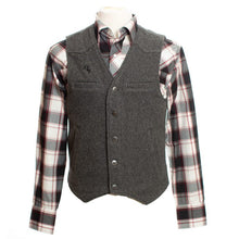 Load image into Gallery viewer, Premium Wyoming Wool Vest in red and black plaid, made from 22-ounce Australian wool with satin lining and welt pockets.