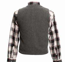 Load image into Gallery viewer, Stylish Wyoming Wool Vest in red and black plaid, 22-ounce Australian wool, satin lining, and front welt pockets.