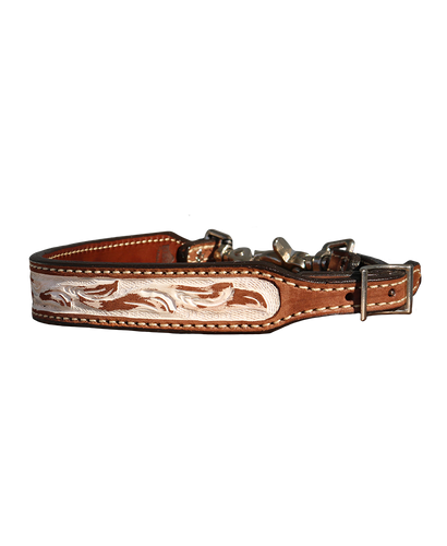 200-IRO Wither Strap In Rough-Out Floral Tooled With Ivory in a Rustic Background