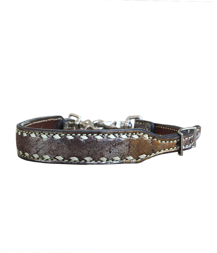 200-VM Wither Strap with vintage metallic overlay and white or rawhide Buckstitch for a stylish look.