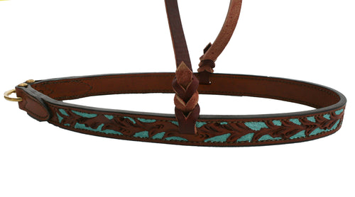  Noseband Toast, Floral Tooling and Turquoise Paint