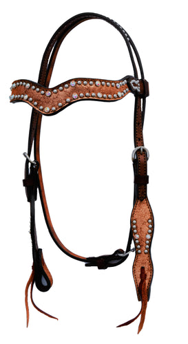 2117-JC Wave Style Headstall With Copper Crackle Overlay