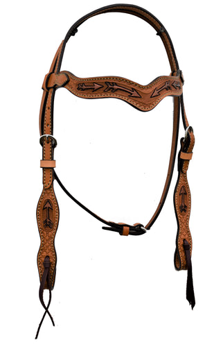   Wave Style Headstall With Arrow Tooling