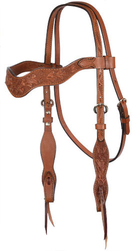 2117-TA Wave Style Toast Headstall with rough-out toast leather and AA tooling for a durable Western design.