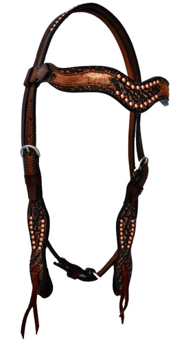 Sleek Wave Headstall With Copper Crackle Overlay
