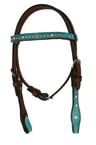  Pony Size Headstall With Turquois Marble Overlay