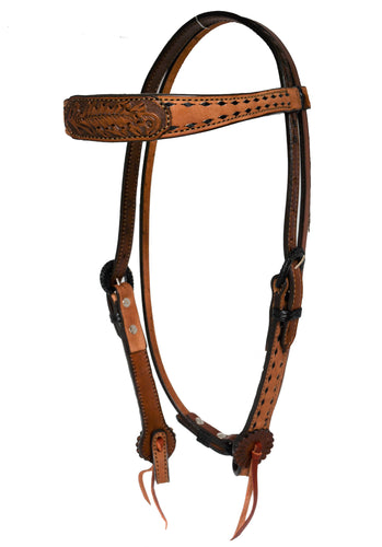 Contoured Rough Out Headstall With Tooled Patch