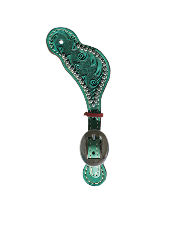 Youth Turquoise Spur Straps With Mini SS Spots, Spiral Tooling