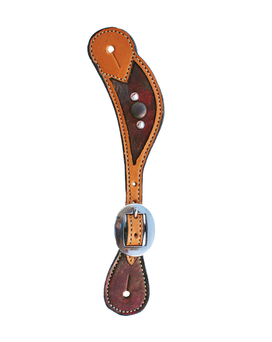 382-CC Ladies Copper Inlay Spur Strap with copper shimmer inlay, copper spots, and vintage metallic rose dust inlay.