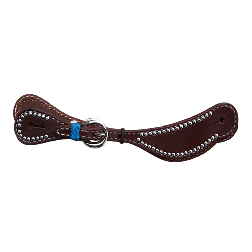 Ladies Spur Straps With Chocolate Oiled Leather and SS Spots