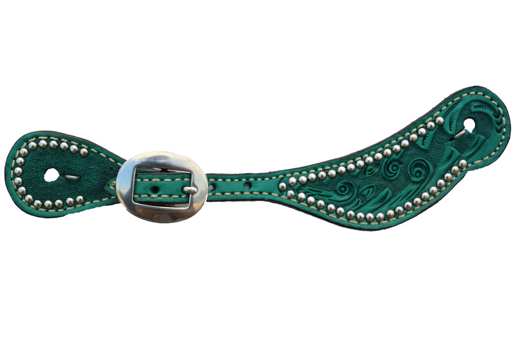 Ladies/Youth Turquoise Spur Strap With Small Silver Spots