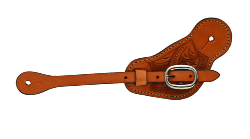 Cowboy's Spur Straps Golden Leather With Floral Tooling