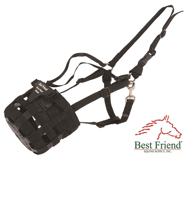 Best Friend® Have a Heart Muzzle combining halter and muzzle with breakaway design and thin line padding for secure control.