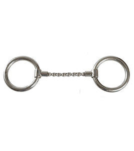 Bike Chain Ring Snaffle Bit with stainless steel rings and 5" bike chain mouth for control and comfort.