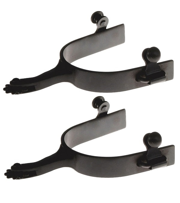 Black Steel Side Rowel Spurs with 3/4