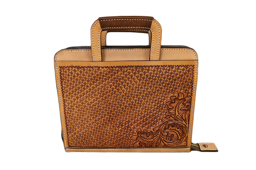 Golden Leather Briefcase With Combo Tooling