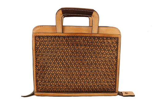 Golden Leather Briefcase With GEO Tooling