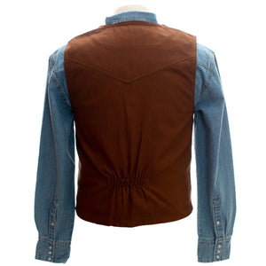 Made with 12oz cotton canvas, the Bronco Canvas Vest is perfect for outdoor activities, offering durability and style.