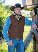 Load image into Gallery viewer, The Bronco Canvas Vest is made from durable 12oz cotton canvas, offering long-lasting wear for ranchers and cowboys.