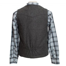 Load image into Gallery viewer, Durable Buckaroo Wool Vest made of 22oz Australian wool with a western yoke, lapel collar, and satin-lined finish.