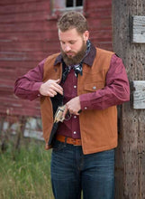 Load image into Gallery viewer, Rugged Cody Concealed Carry Canvas Vest made from 12-ounce cotton canvas with a Western Yoke and YKK zipper.