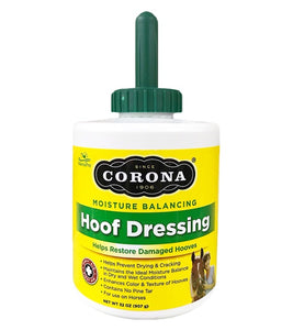 Corona® Hoof Dressing with lanolin moisturizes, strengthens hooves, and heals cuts, scrapes, and sores.